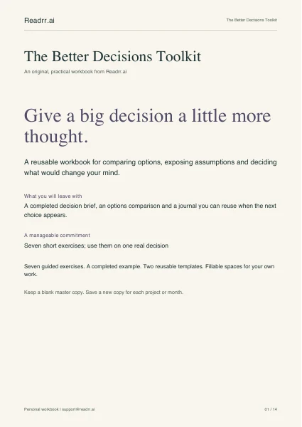 The Better Decisions Toolkit workbook cover