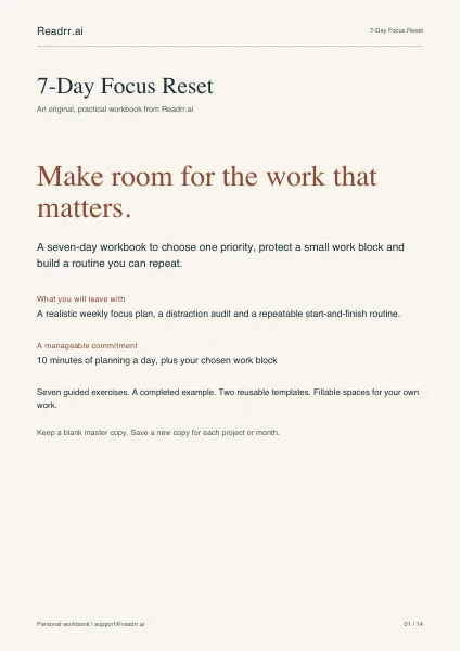 7-Day Focus Reset workbook cover