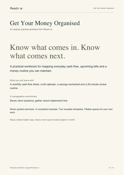 Get Your Money Organised workbook cover