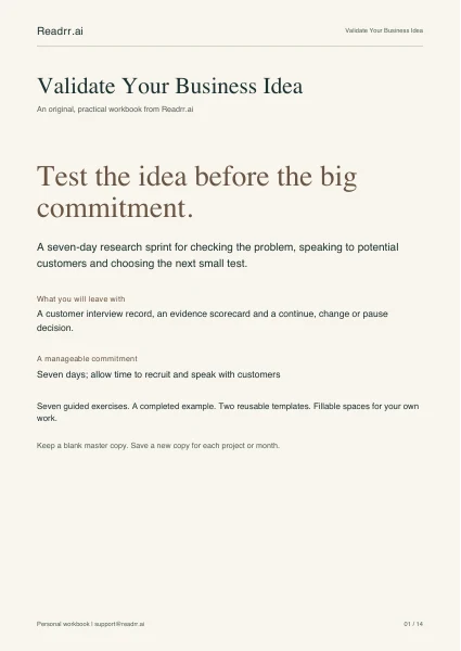 Validate Your Business Idea workbook cover